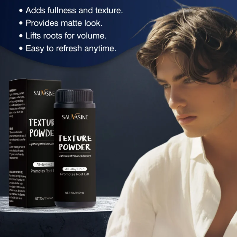 SAUVASINE Hair Texture Powder 15g for adding volume, texture and a matte look to all hair types