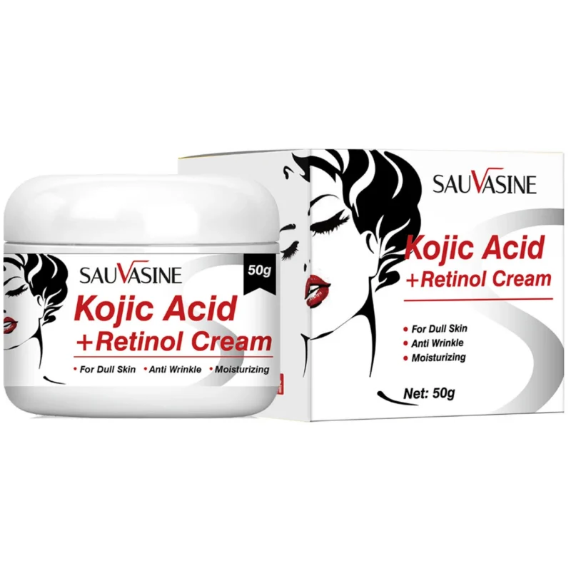 kojic-acid-retinol-face-cream-50g-sau-c4vjyr3n-1 SAUVASINE Kojic Acid and Retinol Face Cream for brightening dark spots, reducing wrinkles and moisturizing dull skin.